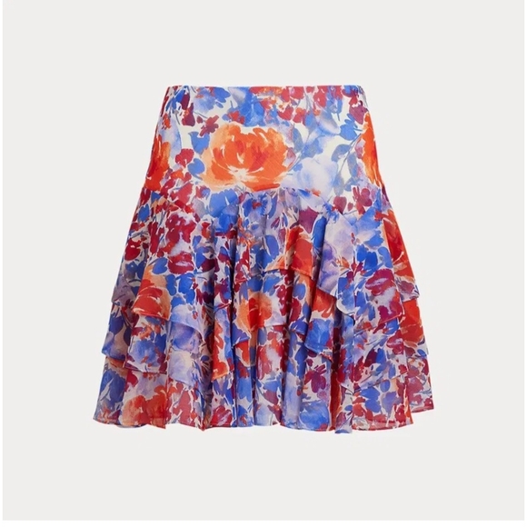 Lauren Ralph Lauren Womens Tiered Floral Georgette Ruffle Skirt Size 14 NWT #A1 - Picture 4 of 10